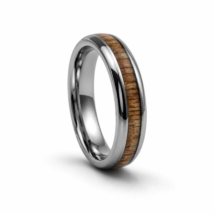 Ted tungsten whiskey barrel wood ring